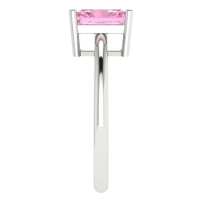 1.75 cttw Zirconia Simulated Pink Diamond Solitaire  Engagement Ring - Solid Gold (VVS1, Radiant Cut,7.5x5.5mm)