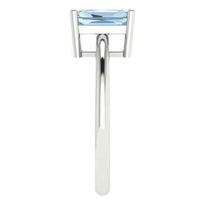 1.75 cttw Natural Aquamarine Solitaire  Engagement Ring - Solid Gold (Radiant Cut,7.5x5.5mm)