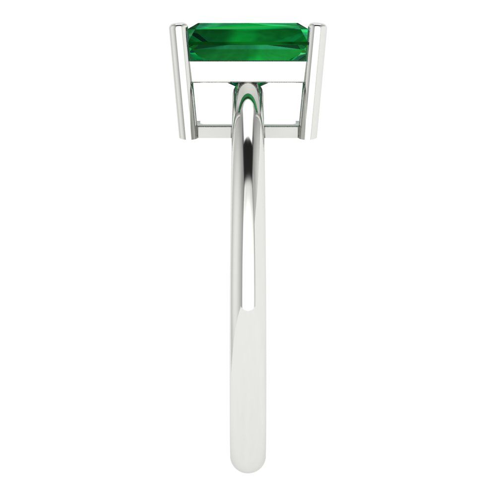 1.75 cttw Simulated Emerald Solitaire  Engagement Ring - Solid Gold (Radiant Cut,7.5x5.5mm)