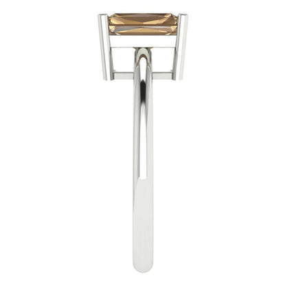 1.75 cttw Zirconia Simulated Champagne Diamond Solitaire  Engagement Ring - Solid Gold (VVS1, Radiant Cut,7.5x5.5mm)