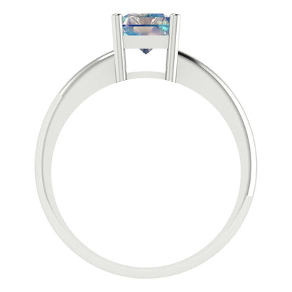 1.75 cttw Blue Moissanite Solitaire  Engagement Ring - Solid Gold (Radiant Cut,7.5x5.5mm)