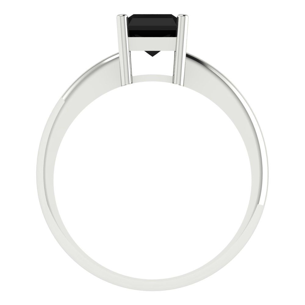 1.75 cttw Natural Onyx Solitaire  Engagement Ring - Solid Gold (Radiant Cut,7.5x5.5mm)