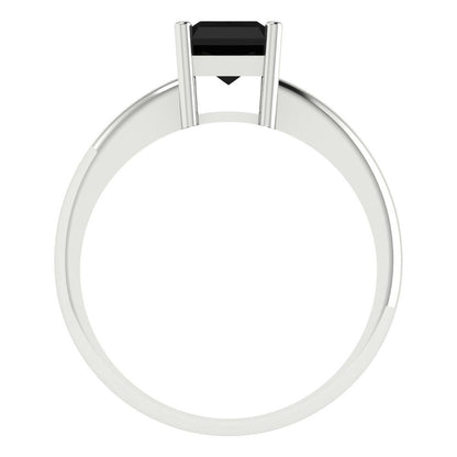 1.75 cttw Natural Onyx Solitaire  Engagement Ring - Solid Gold (Radiant Cut,7.5x5.5mm)