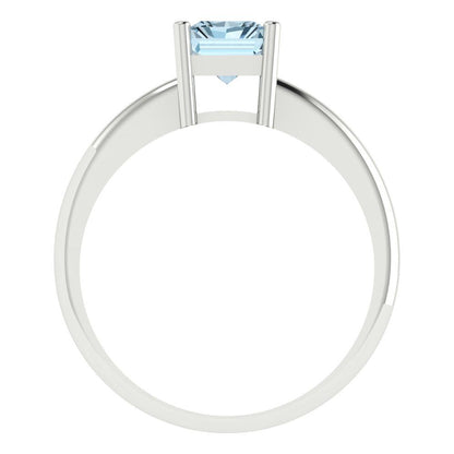 1.75 cttw Natural Aquamarine Solitaire  Engagement Ring - Solid Gold (Radiant Cut,7.5x5.5mm)