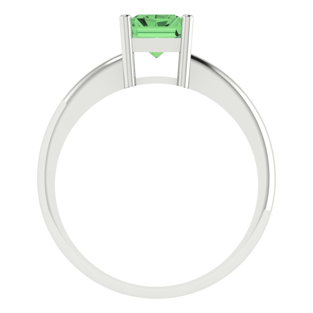1.75 cttw Zirconia Simulated Green Diamond Solitaire  Engagement Ring - Solid Gold (VVS1, Radiant Cut,7.5x5.5mm)