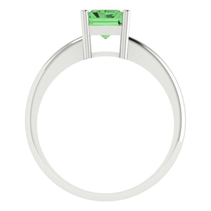 1.75 cttw Zirconia Simulated Green Diamond Solitaire  Engagement Ring - Solid Gold (VVS1, Radiant Cut,7.5x5.5mm)