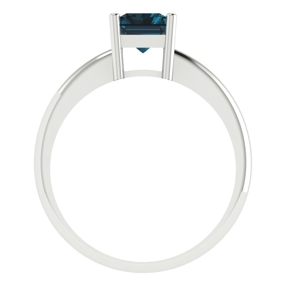 1.75 cttw Natural London Blue Topaz Solitaire  Engagement Ring - Solid Gold (Radiant Cut,7.5x5.5mm)