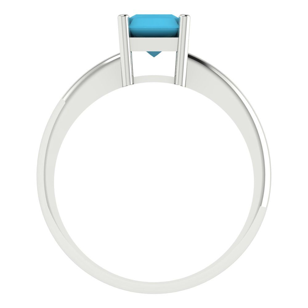 1.75 cttw Simulated Turquoise Solitaire  Engagement Ring - Solid Gold (Radiant Cut,7.5x5.5mm)