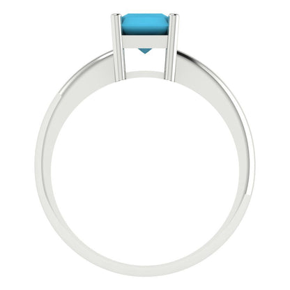 1.75 cttw Simulated Turquoise Solitaire  Engagement Ring - Solid Gold (Radiant Cut,7.5x5.5mm)