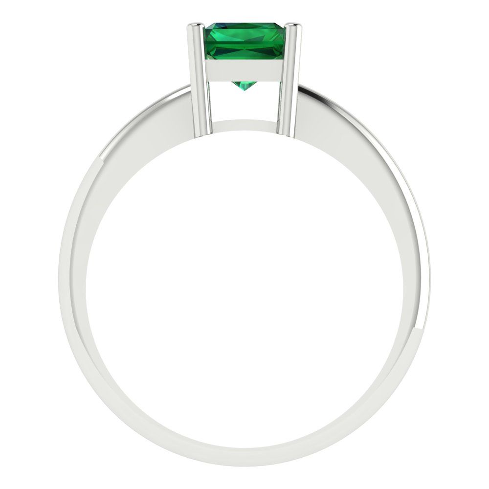 1.75 cttw Simulated Emerald Solitaire  Engagement Ring - Solid Gold (Radiant Cut,7.5x5.5mm)