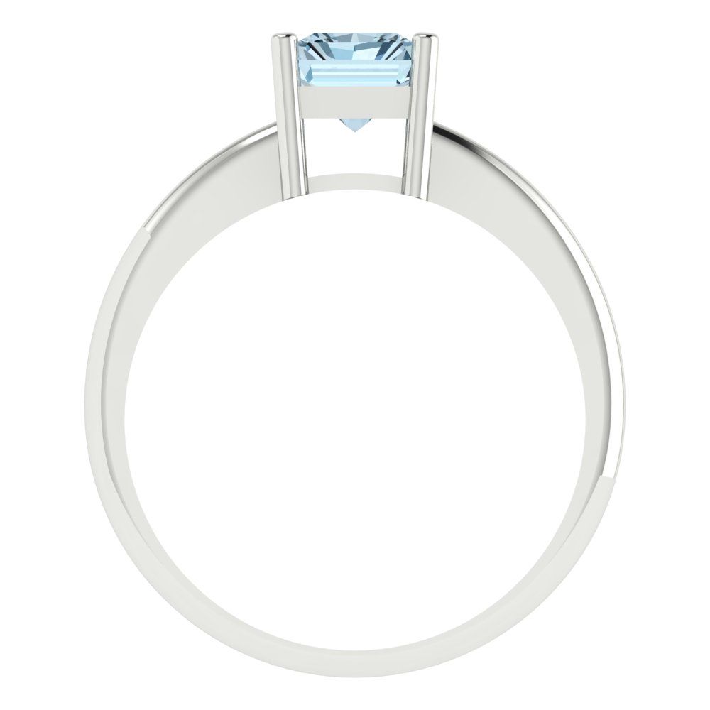 1.75 cttw Zirconia Simulated Blue Diamond Solitaire  Engagement Ring - Solid Gold (VVS1, Radiant Cut,7.5x5.5mm)
