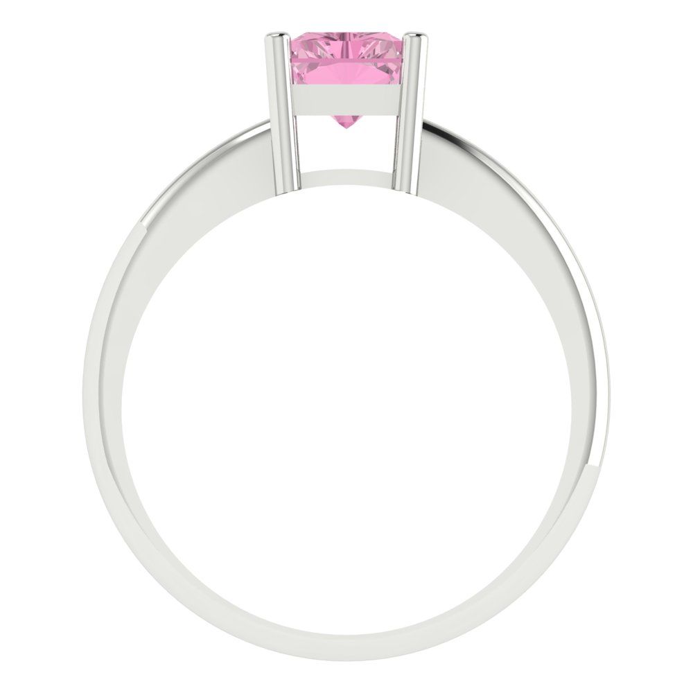 1.75 cttw Zirconia Simulated Pink Diamond Solitaire  Engagement Ring - Solid Gold (VVS1, Radiant Cut,7.5x5.5mm)