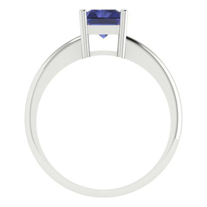 1.75 cttw Simulated Tanzanite Solitaire  Engagement Ring - Solid Gold (Radiant Cut,7.5x5.5mm)