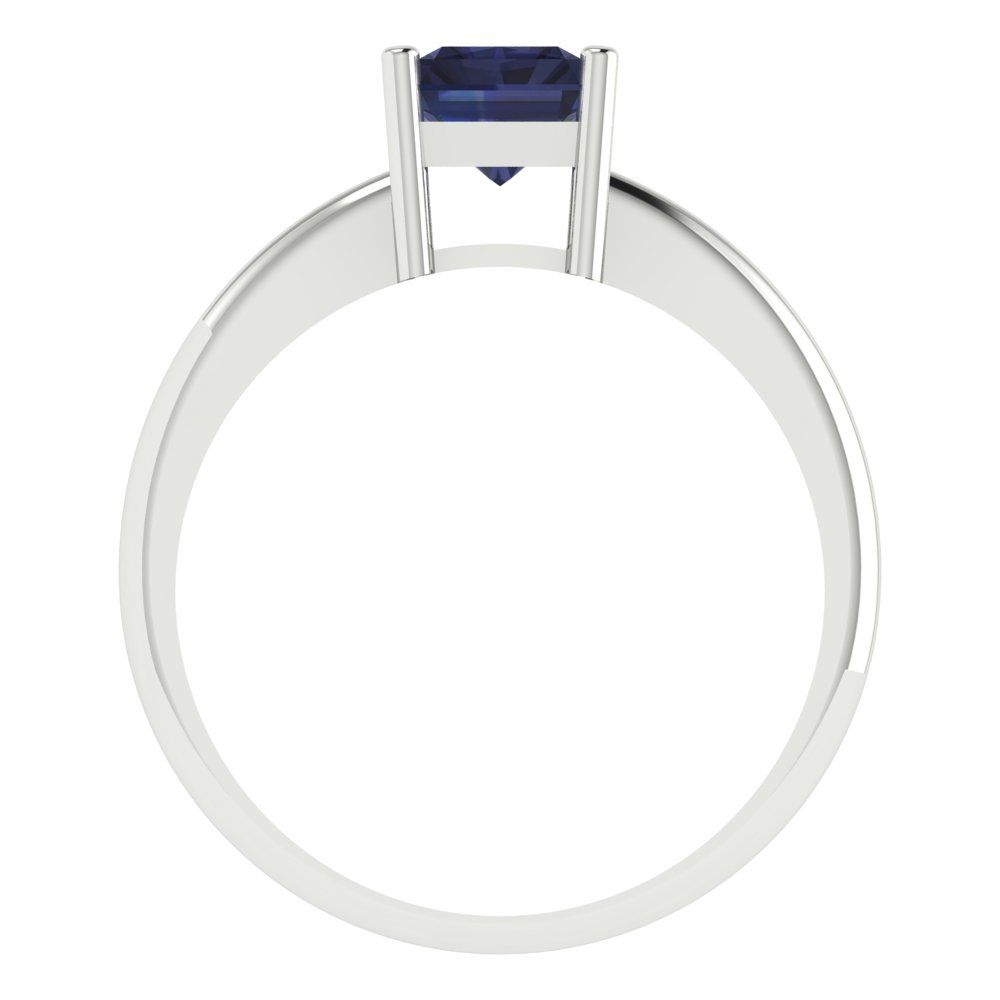1.75 cttw Simulated Blue Sapphire Solitaire  Engagement Ring - Solid Gold (Radiant Cut,7.5x5.5mm)