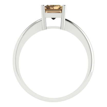 1.75 cttw Zirconia Simulated Champagne Diamond Solitaire  Engagement Ring - Solid Gold (VVS1, Radiant Cut,7.5x5.5mm)