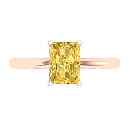 1.75 cttw Natural Citrine Solitaire  Engagement Ring - Solid Gold (Radiant Cut,7.5x5.5mm)
