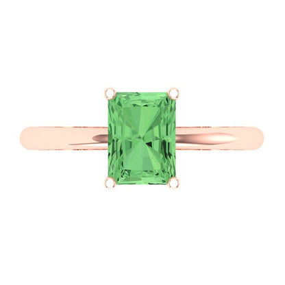 1.75 cttw Zirconia Simulated Green Diamond Solitaire  Engagement Ring - Solid Gold (VVS1, Radiant Cut,7.5x5.5mm)