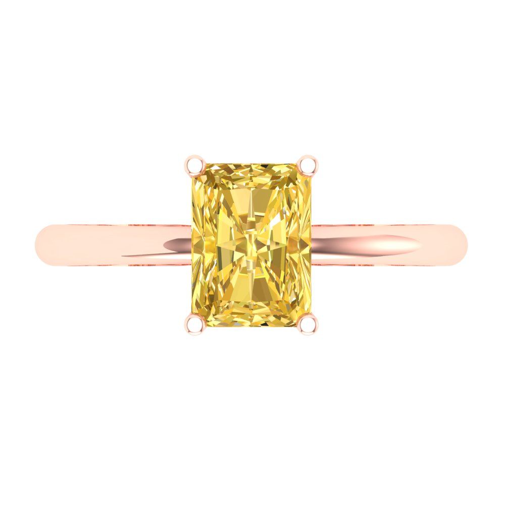1.75 cttw Zirconia Simulated Yellow Diamond Solitaire  Engagement Ring - Solid Gold (VVS1, Radiant Cut,7.5x5.5mm)