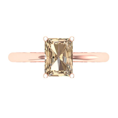1.75 cttw Yellow Moissanite Solitaire  Engagement Ring - Solid Gold (Radiant Cut,7.5x5.5mm)