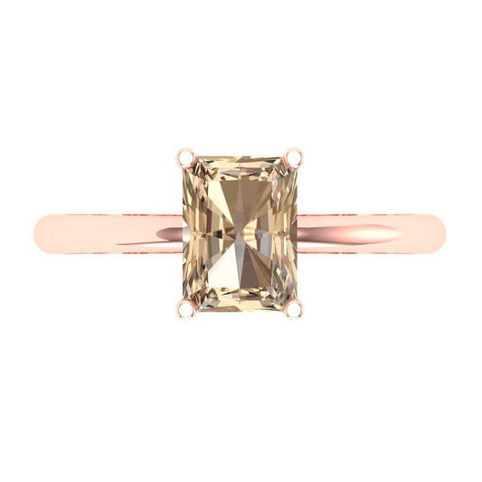1.75 cttw Yellow Moissanite Solitaire  Engagement Ring - Solid Rose Gold (VVS1, Radiant Cut,7.5x5.5mm)
