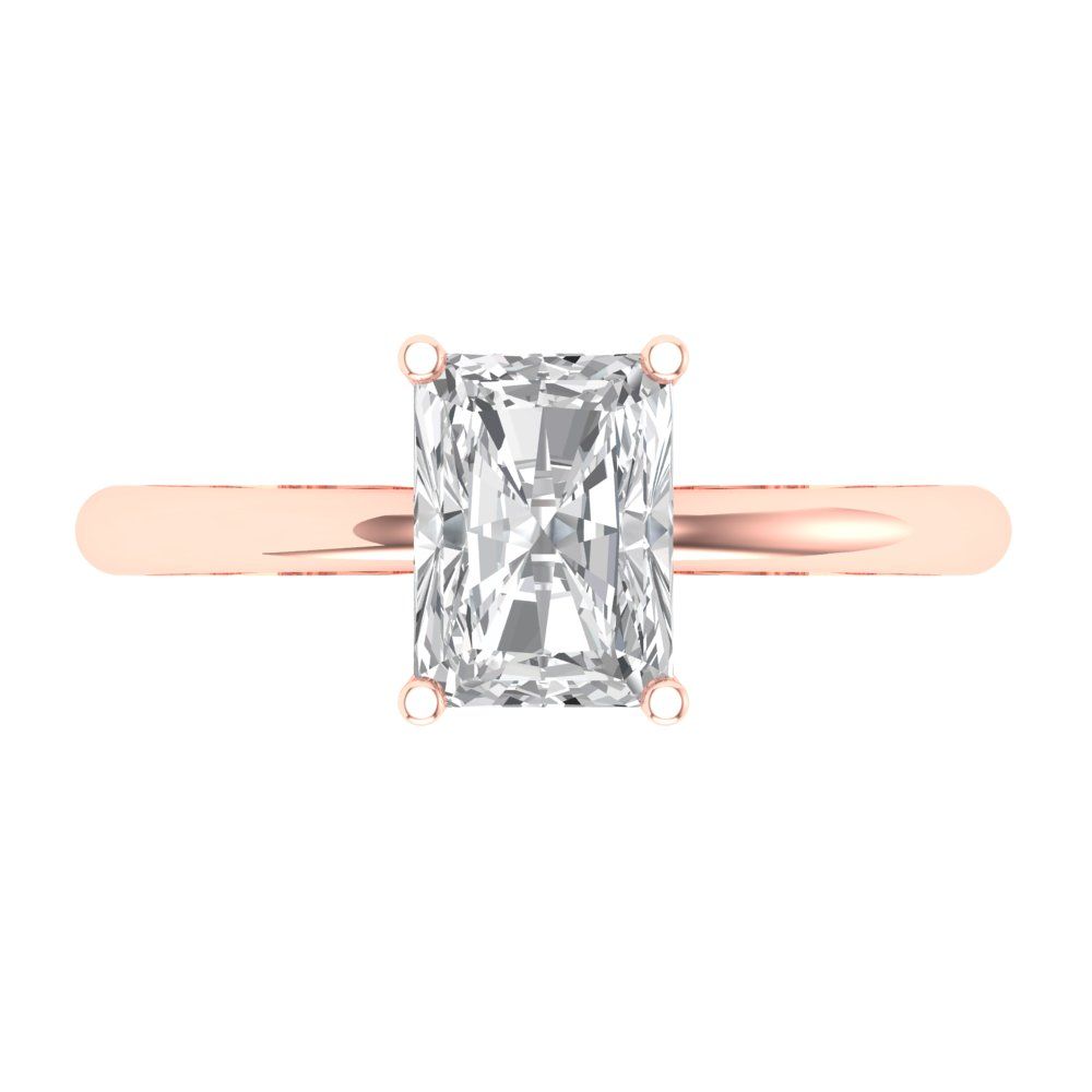 1.75 cttw White Sapphire Solitaire  Engagement Ring - Solid Gold (Radiant Cut,7.5x5.5mm)