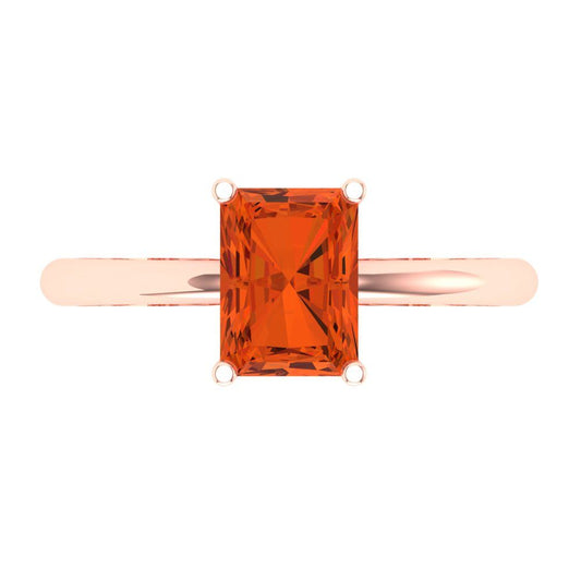 1.75 cttw Zirconia Simulated Red Diamond Solitaire  Engagement Ring - Solid Rose Gold (VVS1, Radiant Cut,7.5x5.5mm)
