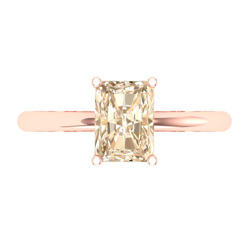 1.75 cttw Natural Morganite Solitaire  Engagement Ring - Solid Gold (Radiant Cut,7.5x5.5mm)