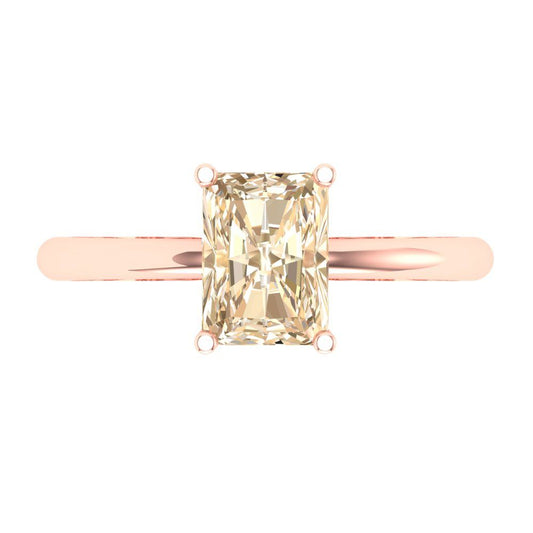 1.75 cttw Natural Morganite Solitaire  Engagement Ring - Solid Rose Gold (VVS1, Radiant Cut,7.5x5.5mm)