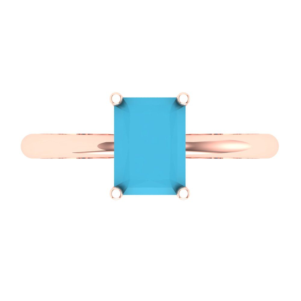 1.75 cttw Simulated Turquoise Solitaire  Engagement Ring - Solid Gold (Radiant Cut,7.5x5.5mm)