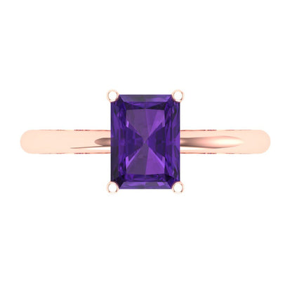 1.75 cttw Natural Amethyst Solitaire  Engagement Ring - Solid Gold (Radiant Cut,7.5x5.5mm)