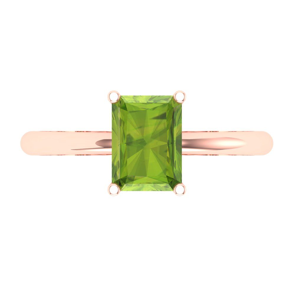 1.75 cttw Natural Peridot Solitaire  Engagement Ring - Solid Gold (Radiant Cut,7.5x5.5mm)