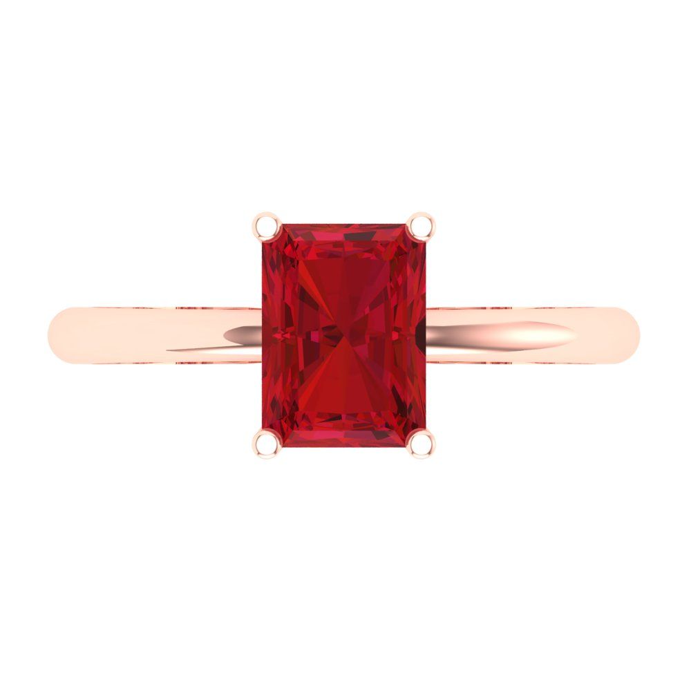 1.75 cttw Simulated Ruby Solitaire  Engagement Ring - Solid Gold (Radiant Cut,7.5x5.5mm)