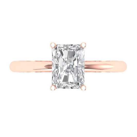 1.75 cttw Zirconia Simulated Diamond Solitaire  Engagement Ring - Solid Rose Gold (VVS1, Radiant Cut,7.5x5.5mm)