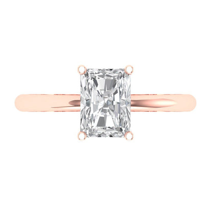 1.75 cttw Certified Moissanite Solitaire  Engagement Ring - Solid Gold (VVS1, D-F,Radiant Cut,7.5x5.5mm)