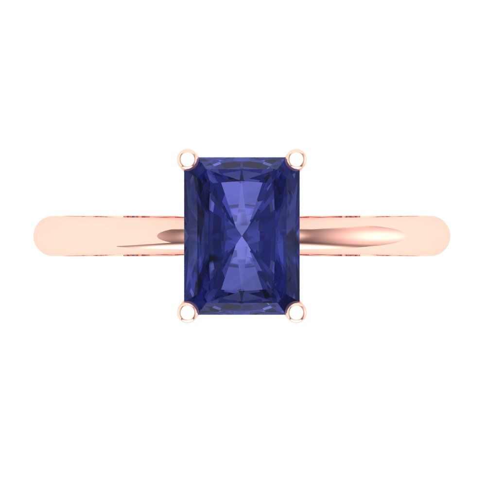 1.75 cttw Simulated Tanzanite Solitaire  Engagement Ring - Solid Gold (Radiant Cut,7.5x5.5mm)