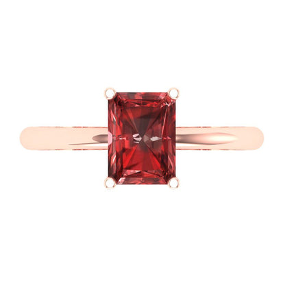 1.75 cttw Natural Garnet Solitaire  Engagement Ring - Solid Gold (Radiant Cut,7.5x5.5mm)