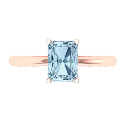 1.75 cttw Natural Swiss Blue Topaz Solitaire  Engagement Ring - Solid Gold (Radiant Cut,7.5x5.5mm)