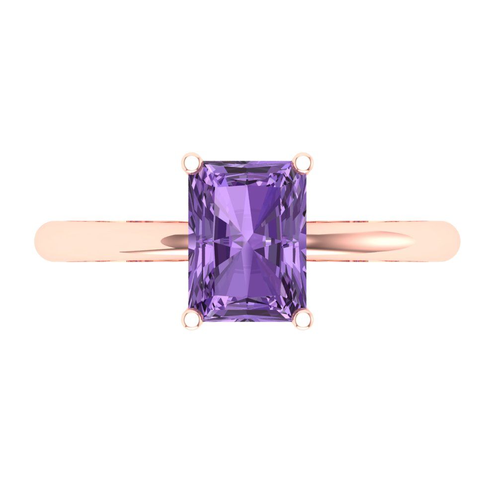 1.75 cttw Simulated Alexandrite Solitaire  Engagement Ring - Solid Gold (Radiant Cut,7.5x5.5mm)