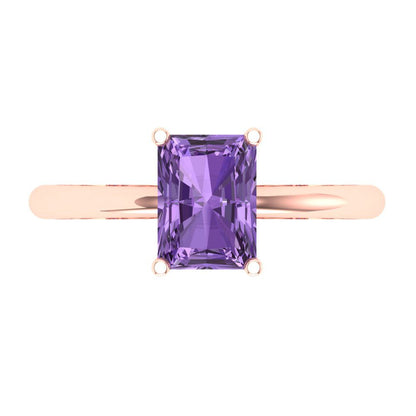 1.75 cttw Simulated Alexandrite Solitaire  Engagement Ring - Solid Gold (Radiant Cut,7.5x5.5mm)