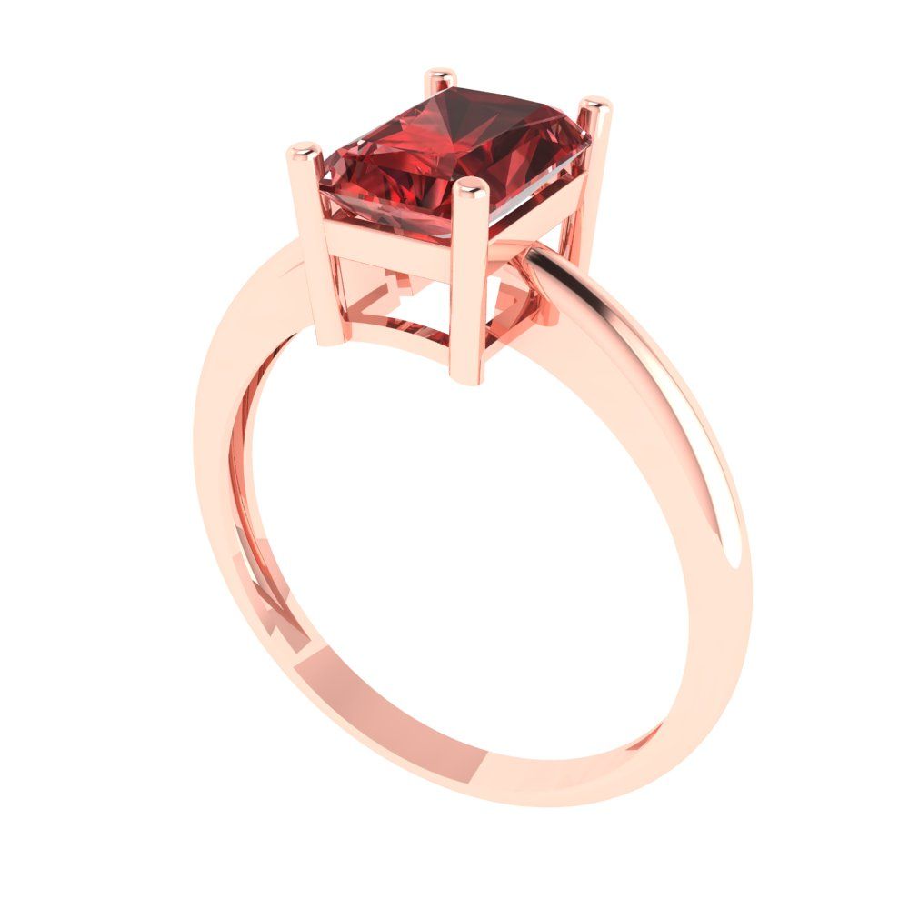 1.75 cttw Natural Garnet Solitaire  Engagement Ring - Solid Gold (Radiant Cut,7.5x5.5mm)