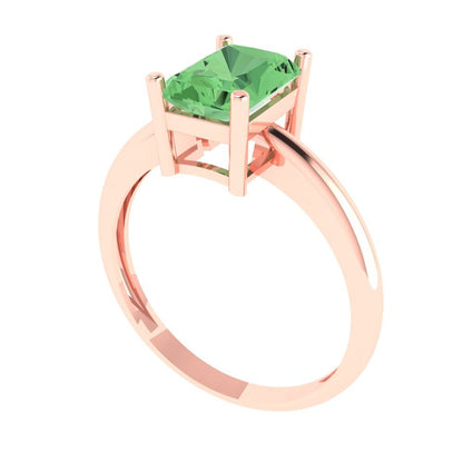 1.75 cttw Zirconia Simulated Green Diamond Solitaire  Engagement Ring - Solid Gold (VVS1, Radiant Cut,7.5x5.5mm)