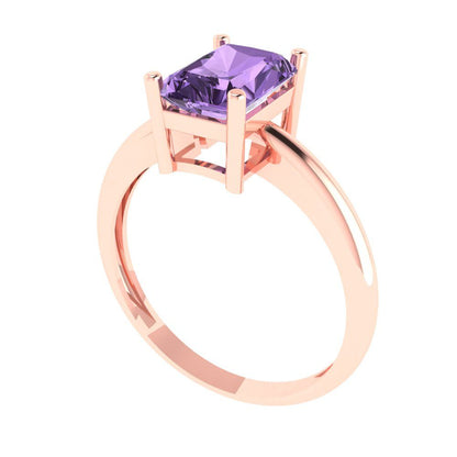 1.75 cttw Simulated Alexandrite Solitaire  Engagement Ring - Solid Gold (Radiant Cut,7.5x5.5mm)