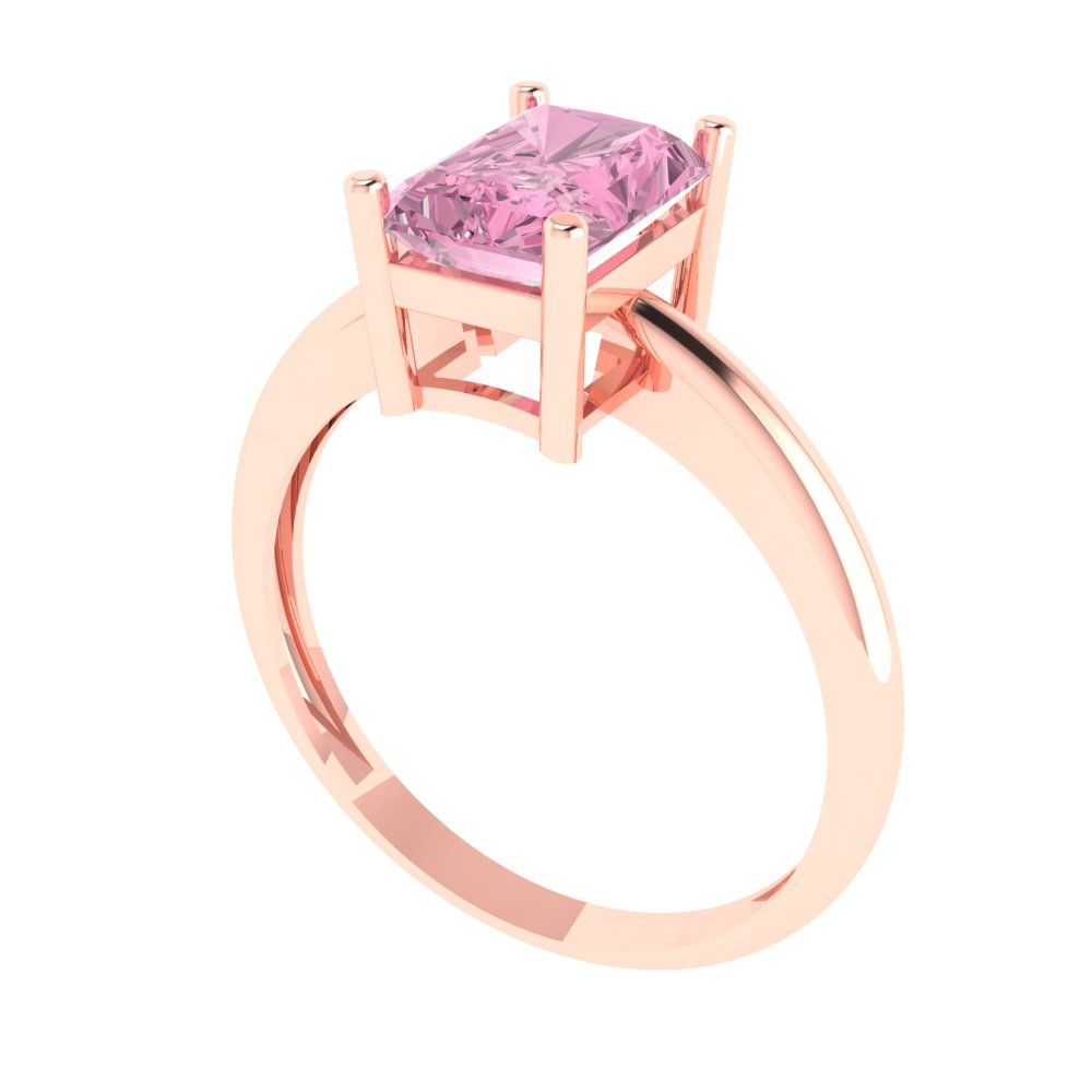 1.75 cttw Zirconia Simulated Pink Diamond Solitaire  Engagement Ring - Solid Gold (VVS1, Radiant Cut,7.5x5.5mm)