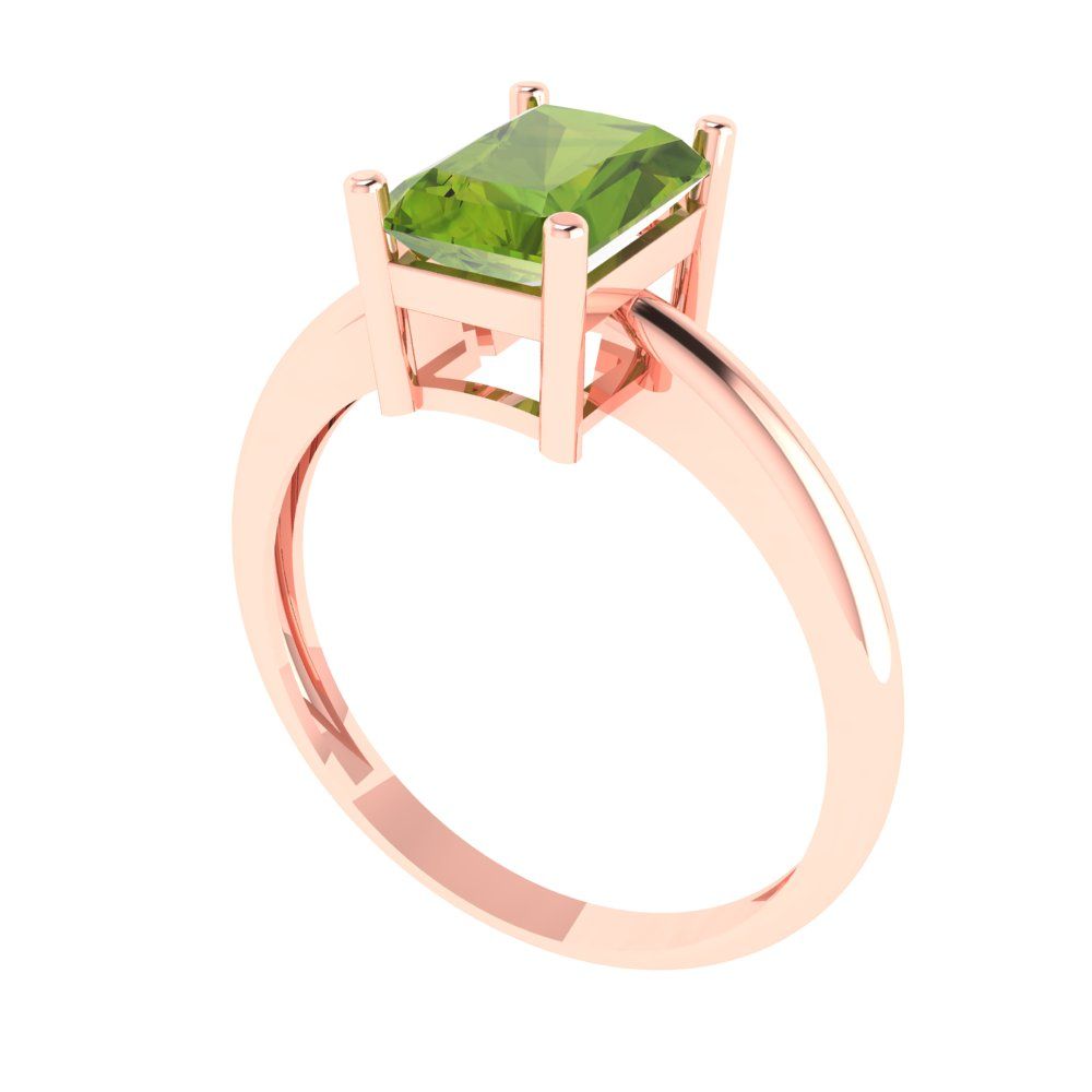 1.75 cttw Natural Peridot Solitaire  Engagement Ring - Solid Gold (Radiant Cut,7.5x5.5mm)