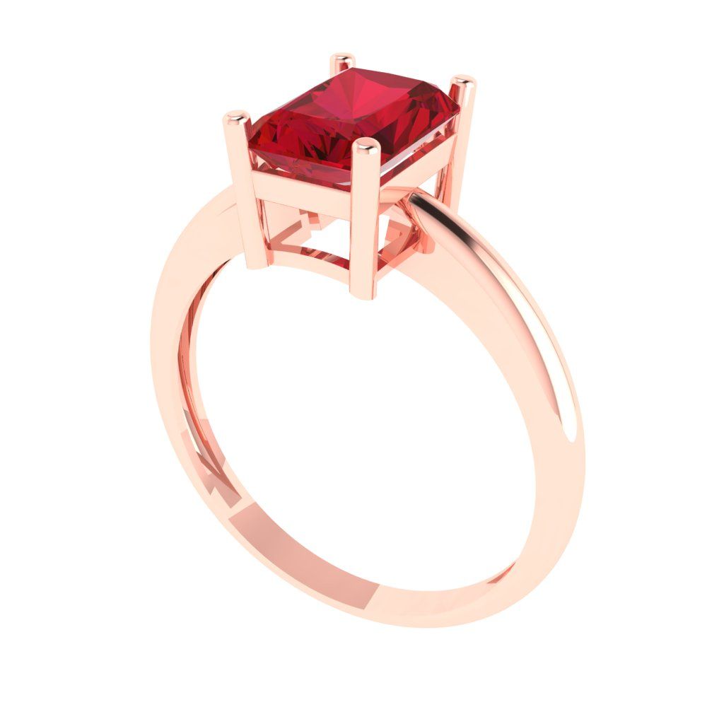 1.75 cttw Simulated Ruby Solitaire  Engagement Ring - Solid Gold (Radiant Cut,7.5x5.5mm)