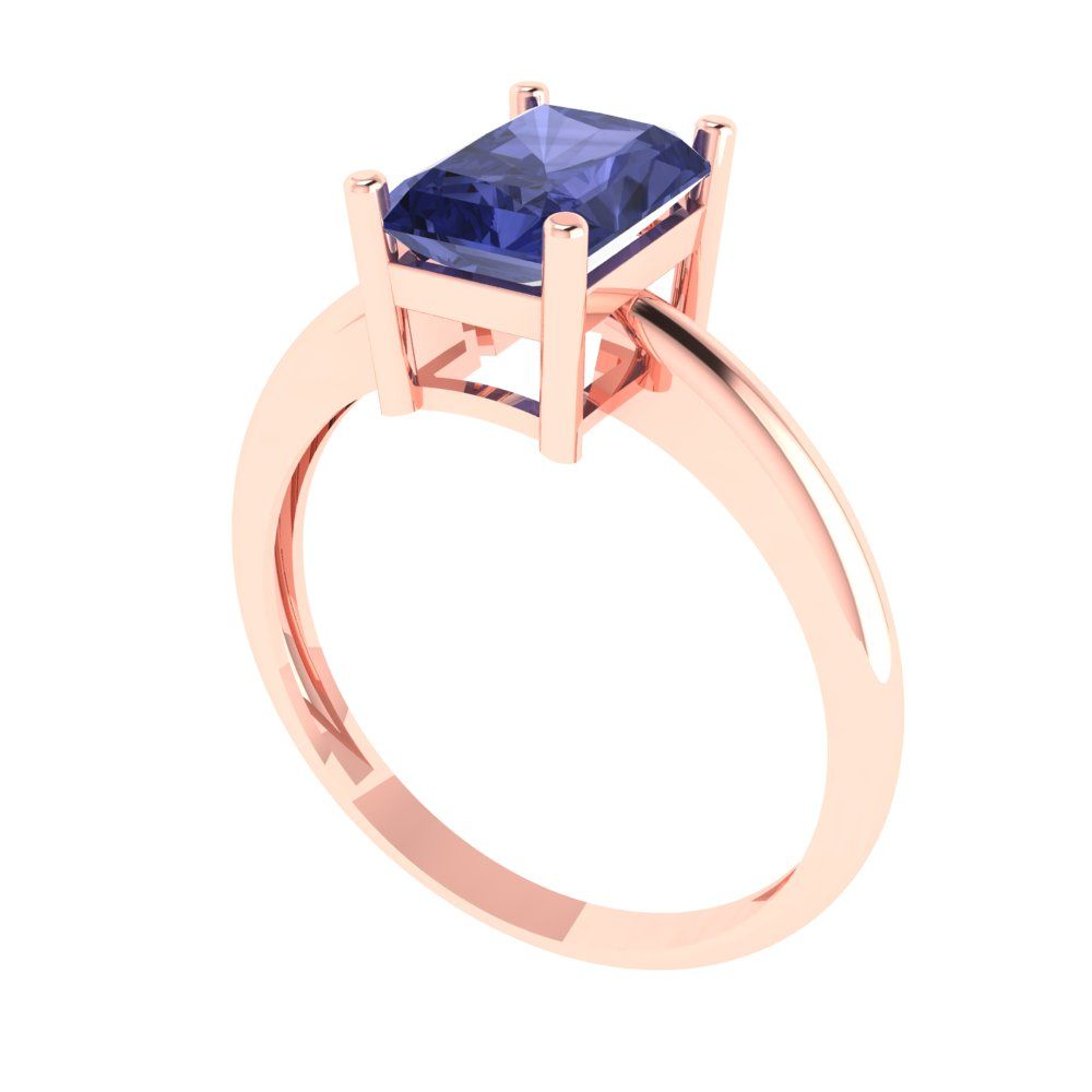 1.75 cttw Simulated Tanzanite Solitaire  Engagement Ring - Solid Gold (Radiant Cut,7.5x5.5mm)