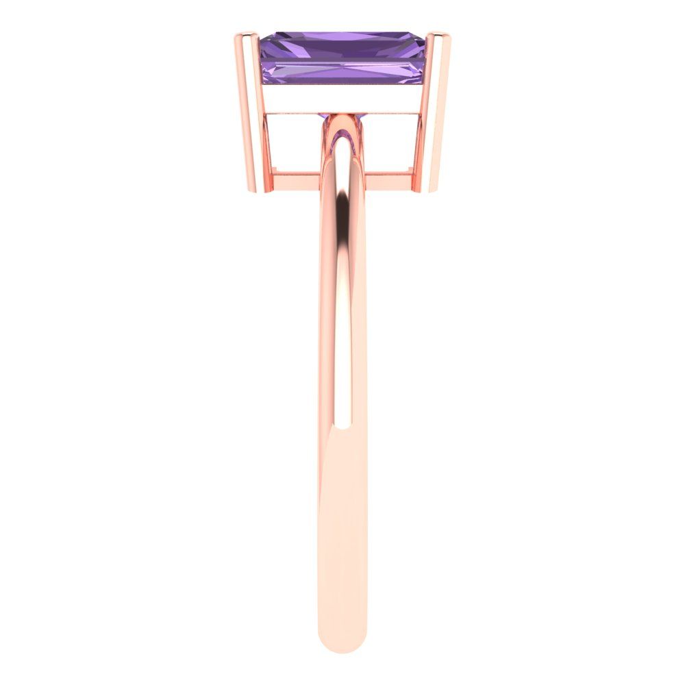 1.75 cttw Simulated Alexandrite Solitaire  Engagement Ring - Solid Gold (Radiant Cut,7.5x5.5mm)