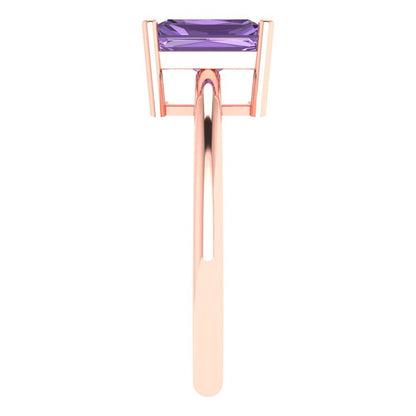 1.75 cttw Simulated Alexandrite Solitaire  Engagement Ring - Solid Gold (Radiant Cut,7.5x5.5mm)