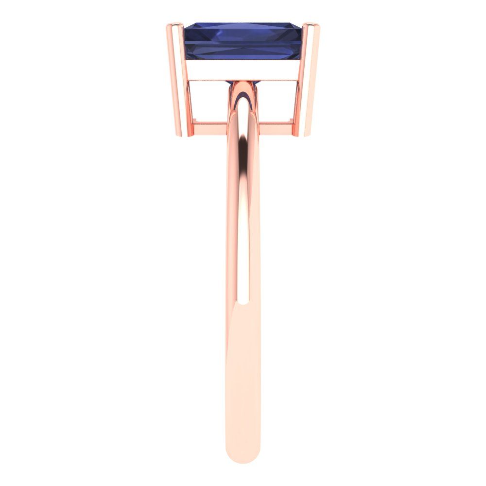 1.75 cttw Simulated Blue Sapphire Solitaire  Engagement Ring - Solid Gold (Radiant Cut,7.5x5.5mm)