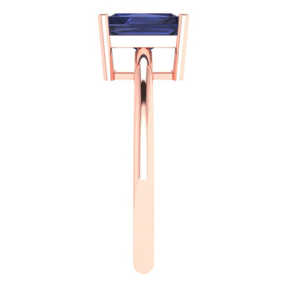 1.75 cttw Simulated Blue Sapphire Solitaire  Engagement Ring - Solid Gold (Radiant Cut,7.5x5.5mm)